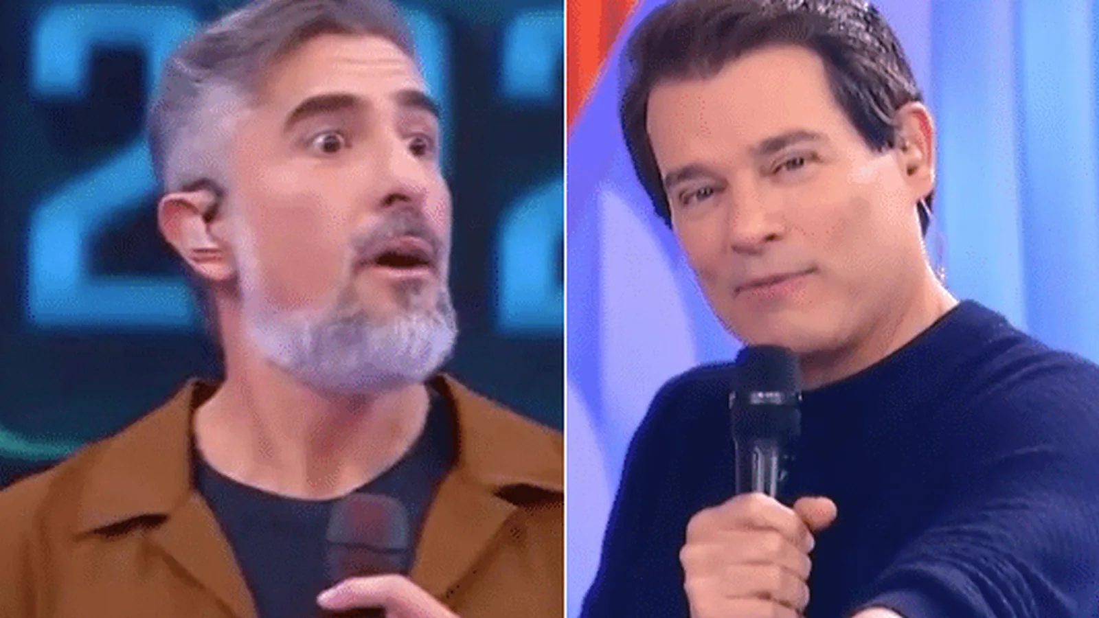 Marcos Mion e Celso Portiolli em imagens de seus programas na televisão