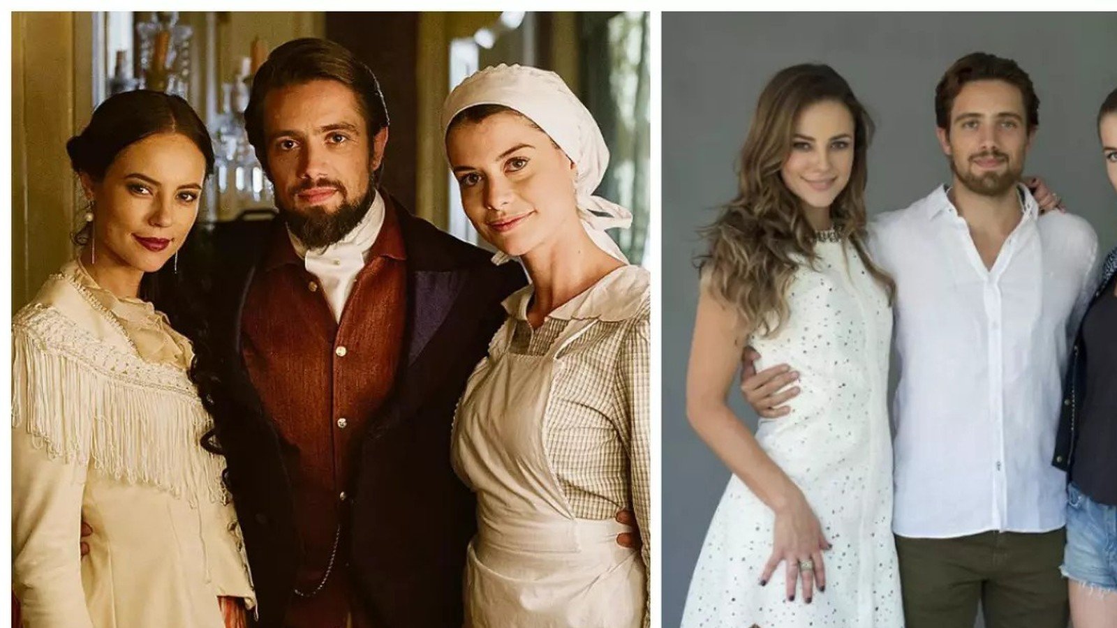 Elenco de Além do Tempo em cena de época e em cena contemporânea