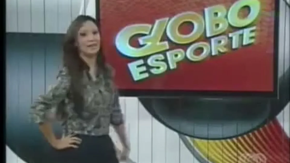 A apresentadora no estúdio do Globo Esporte em Palmas, onde ficou seis anos. Reprodução/TV Anhanguera