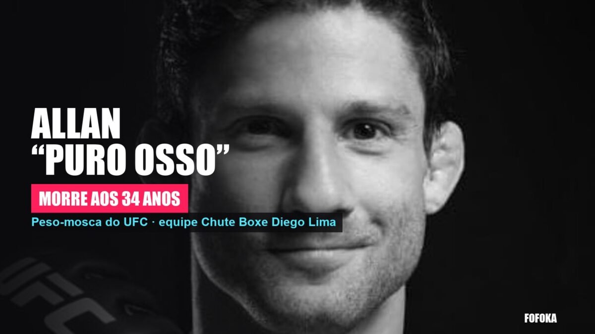 Retrato em preto e branco do lutador Allan Puro Osso Nascimento com luva do UFC
