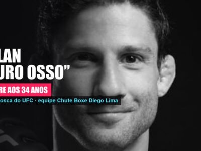 Retrato em preto e branco do lutador Allan Puro Osso Nascimento com luva do UFC