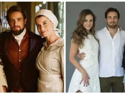 Personagens de Além do Tempo nas duas fases da novela