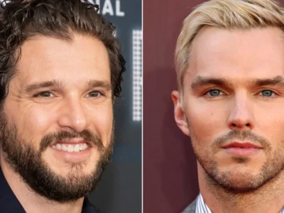 Kit Harington de barba escura à esquerda e Nicholas Hoult de cabelo loiro à direita, lado a lado