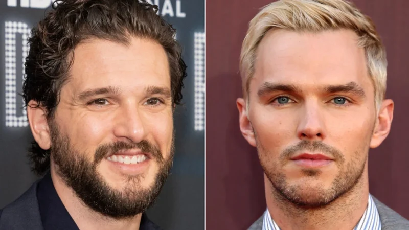 Kit Harington de barba escura à esquerda e Nicholas Hoult de cabelo loiro à direita, lado a lado