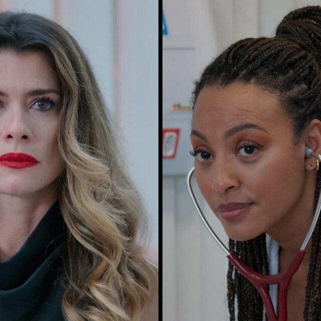 Vanessa (à esq.) e Bela: a denúncia anônima ataca justamente a médica que acolheu as crianças. Reprodução/Globo