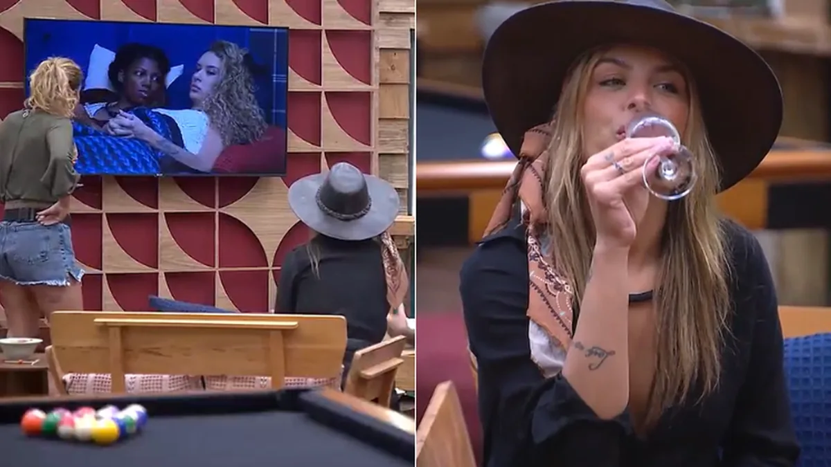 Do Rancho do Fazendeiro, Fran Almeida assistiu a uma conversa de Stephanie e Tina e passou a mirar as duas.